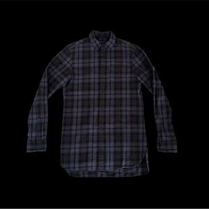 All Saints Men's Black & Blue Plaid Button Down Shirt / XS